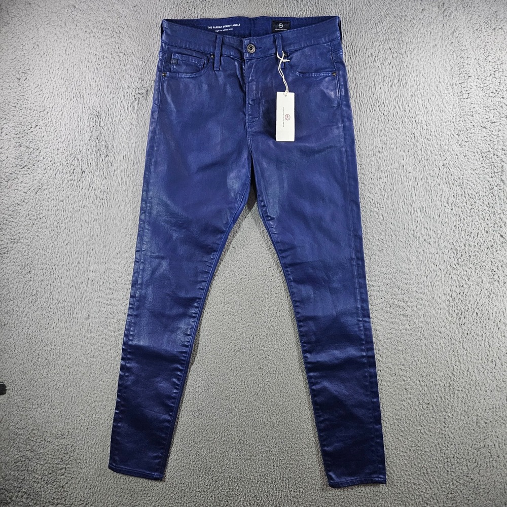 AG Adriano Goldschmied The Farrah Skinny Ankle Jeans Egyptian Blue Coated 27 NEW
